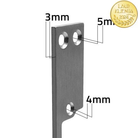 Qoltec Dwustronny prosty szyld do elektrozaczepu | Blacha zaczepowa | 250mm | Stal nierdzewna