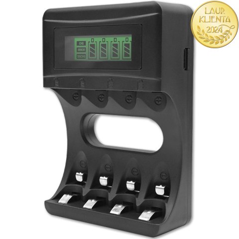 Qoltec Ładowarka do akumulatorków Ni-MH typu R03 AAA R6 AA | LCD | Kabel USB