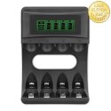 Qoltec Ładowarka do akumulatorków Ni-MH typu R03 AAA R6 AA | LCD | Kabel USB