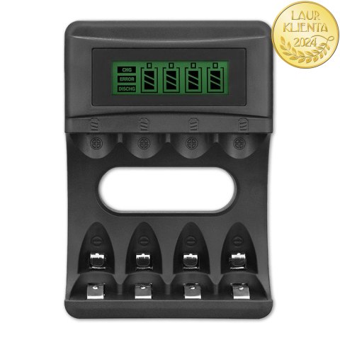 Qoltec Ładowarka do akumulatorków Ni-MH typu R03 AAA R6 AA | LCD | Kabel USB