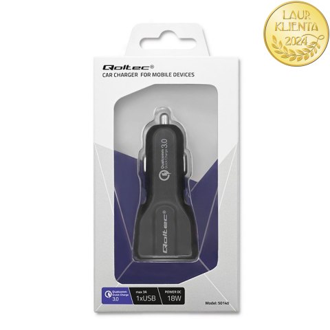Qoltec Ładowarka samochodowa | Qualcomm QuickCharge 3.0 12-24V | 3A | USB
