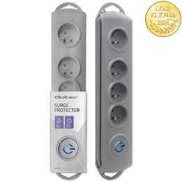 Qoltec Listwa zasilająca antyprzepięciowa | 4 gniazda | 2.5m | Szara