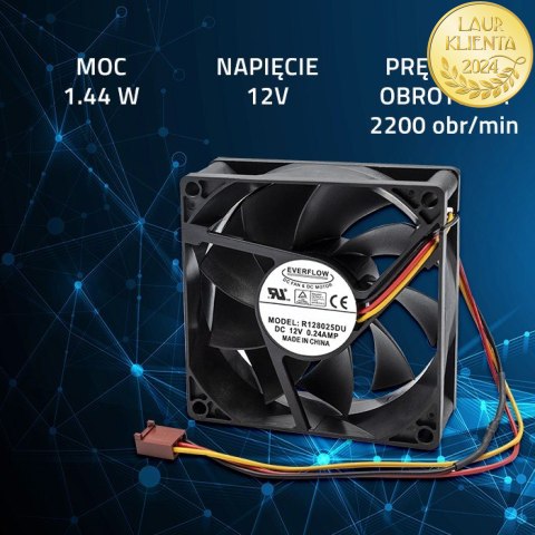 Qoltec Wentylator GT 8025 | 19dBA | 12V | 3PIN | Silent