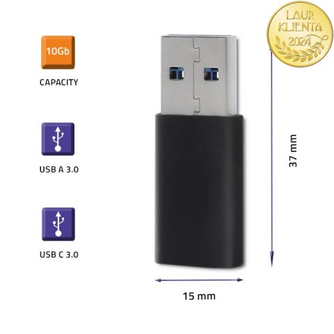 Qoltec Adapter USB typ A męski | USB typ C żeński