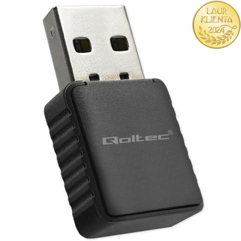 Qoltec Bezprzewodowy Ultra szybki DUAL mini WiFi adapter 2 x 2dBi | Standard AC | USB 3.0 | 1300Mbps
