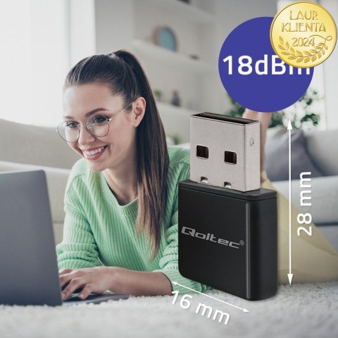 Qoltec Bezprzewodowy Ultra szybki mini adapter NANO WiFi | Standard N | USB 2.0 | 300Mbps