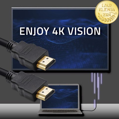 Qoltec Kabel HDMI v1.4 | High speed | 4K | 30Hz | 30AWG | 3D | GOLD | 3m