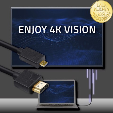 Qoltec Kabel HDMI | Micro HDMI | High speed | 4K | 30Hz | GOLD | 1.5m