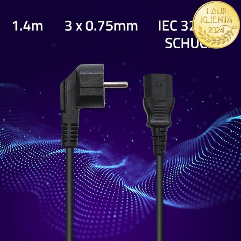 Qoltec Kabel zasilający IEC C13/SCHUKO | 3x0.75mm² | 1.4m