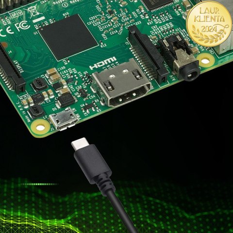 Qoltec Ładowarka Super FAST PD do Raspberry PI 4 | USB-C | 15W | 5V | 3A | Czarna
