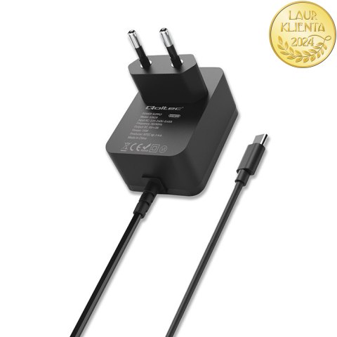 Qoltec Ładowarka Super FAST PD do Raspberry PI 4 | USB-C | 15W | 5V | 3A | Czarna