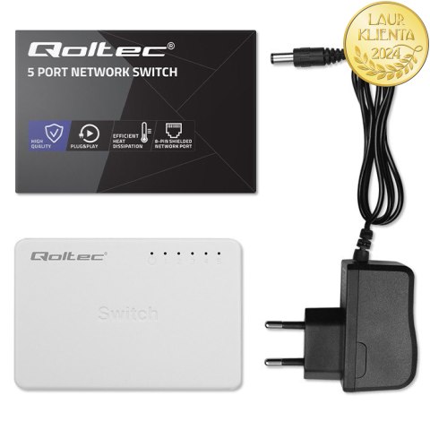 Qoltec SWITCH Przełącznik sieciowy 5 x port RJ45 | 100Mbps | Fast Ethernet | LAN