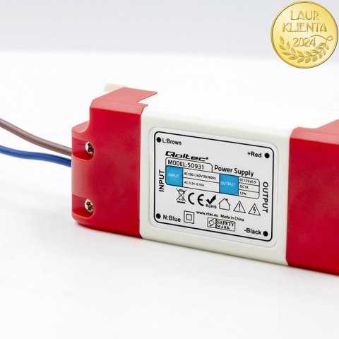 Qoltec Zasilacz impulsowy LED IP20 | 12W | 12V | 1A