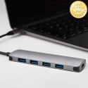 Qoltec Hub Adapter USB-C 3.1 5w1 | 4x USB 3.0 | DC