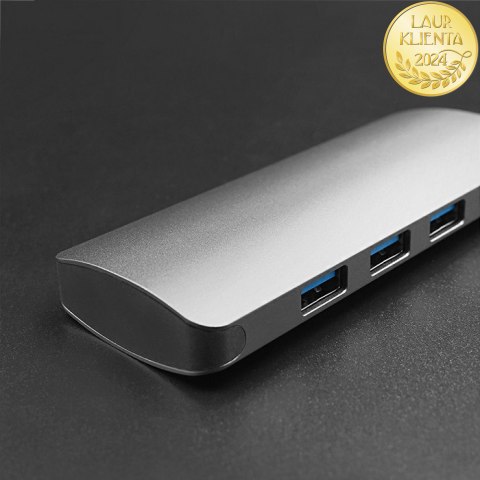Qoltec Hub Adapter USB-C 3.1 5w1 | 4x USB 3.0 | DC