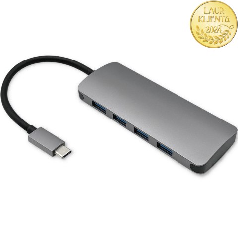 Qoltec Hub Adapter USB-C 3.1 5w1 | 4x USB 3.0 | DC