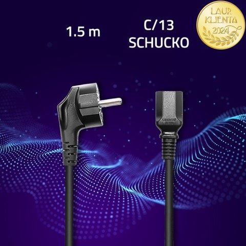 Qoltec Kabel zasilający IEC C13/SCHUKO | 3x0.75mm² | 1.5m