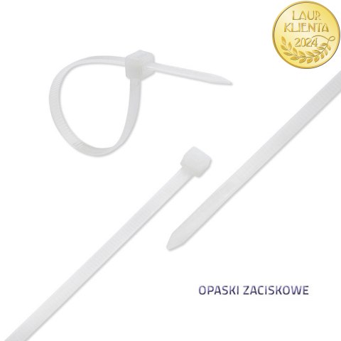 Qoltec Opaski zaciskowe Trytki kablowe | 7.2*300mm | 50 szt. | Nylon66 | UV | Białe