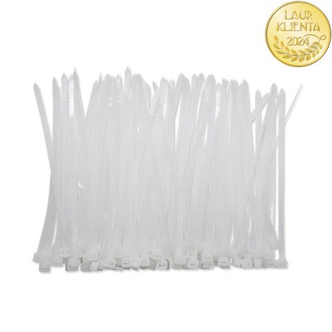 Qoltec Opaski zaciskowe Trytki kablowe | 4.8*160mm | 100 szt. | Nylon66 | UV | Białe