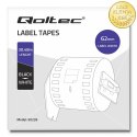 Qoltec Taśma do BROTHER DK-22205 | 62mm x 30.48m | Biała/ Czarny nadruk | Rolka z uchwytem