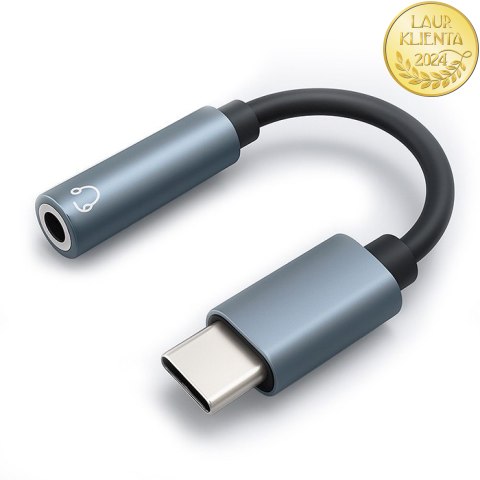 Qoltec Adapter przejściówka USB-C | Jack 3.5mm | 10cm | Aluminium