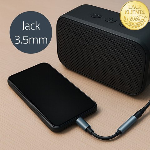 Qoltec Adapter przejściówka USB-C | Jack 3.5mm | 10cm | Aluminium