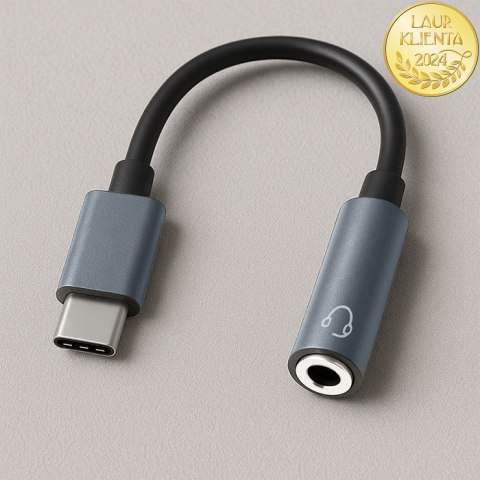 Qoltec Adapter przejściówka USB-C | Jack 3.5mm | 10cm | Aluminium