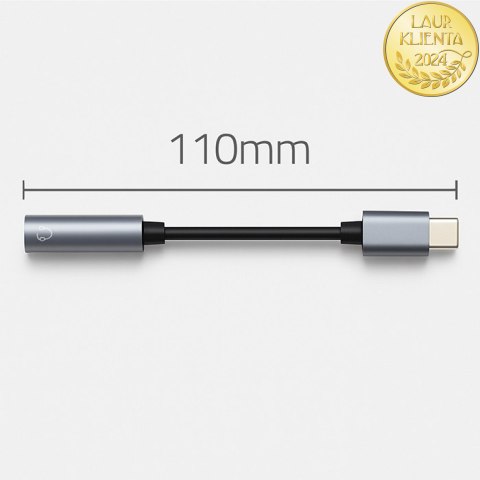 Qoltec Adapter przejściówka USB-C | Jack 3.5mm | 10cm | Aluminium