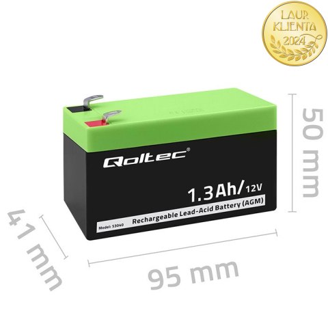 Qoltec Akumulator AGM | 12V | 1.3Ah | Bezobsługowy | Wydajny | LongLife | do UPS, wagi, kasy