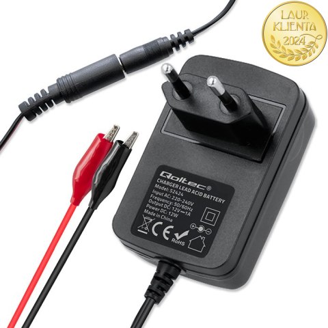 Qoltec Automatyczna ładowarka do akumulatora AGM GEL STD 6V | 1A | Prostownik z sygnalizatorem LED