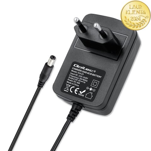 Qoltec Automatyczna ładowarka do akumulatora AGM GEL STD 6V | 1A | Prostownik z sygnalizatorem LED