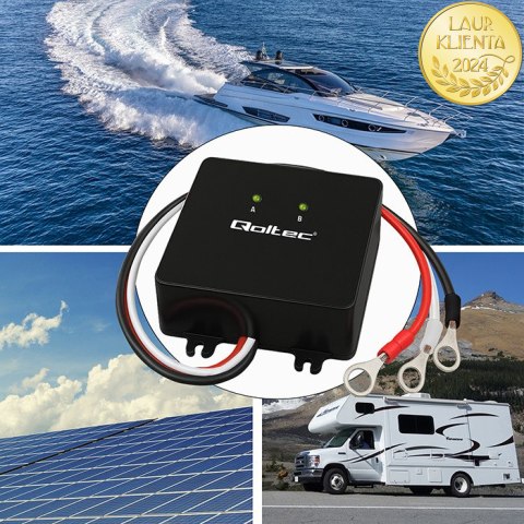 Qoltec Balanser napięcia 24V do akumulatorów 2 x 12V | 5A | LiFePO4 AGM GEL