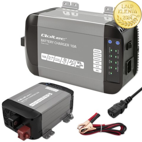 Qoltec Inteligentna profesjonalna ładowarka Monolith do akumulatorów LiFePO4 AGM GEL SLA | 30A | 12V