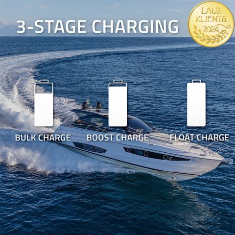 Qoltec Inteligentna profesjonalna ładowarka Monolith do akumulatorów LiFePO4 AGM GEL SLA | 50A | 12V