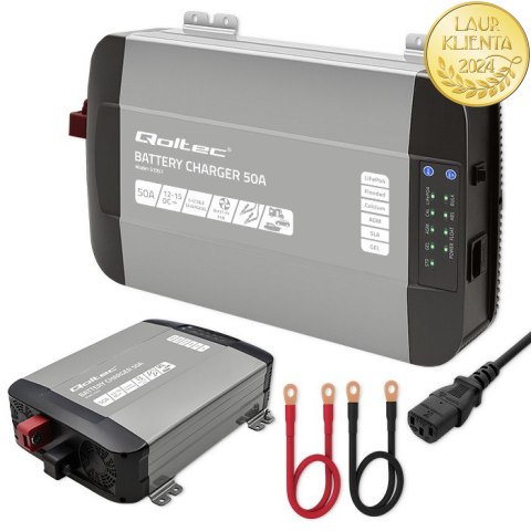 Qoltec Inteligentna profesjonalna ładowarka Monolith do akumulatorów LiFePO4 AGM GEL SLA | 50A | 12V