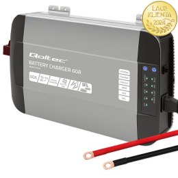 Qoltec Inteligentna profesjonalna ładowarka Monolith do akumulatorów LiFePO4 AGM GEL SLA | 60A | 12V | Szybkie ładowanie
