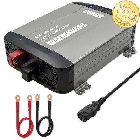 Qoltec Inteligentna profesjonalna ładowarka Monolith do akumulatorów LiFePO4 AGM GEL SLA | 60A | 12V | Szybkie ładowanie