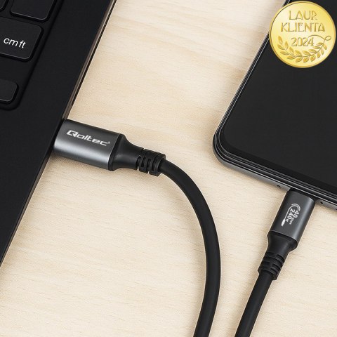 Qoltec Kabel USB4 Ultra-Fast | USB-C PD 240W | Thunderbolt 3/4 | 4K | 40Gb/s | 1m | Czarny