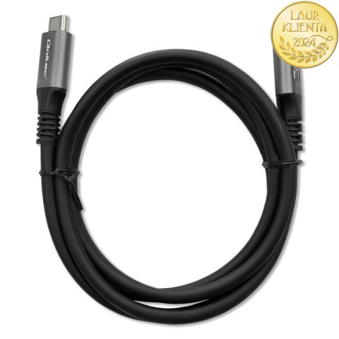 Qoltec Kabel USB4 Ultra-Fast | USB-C PD 240W | Thunderbolt 3/4 | 4K | 40Gb/s | 1m | Czarny