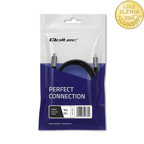 Qoltec Kabel USB4 Ultra-Fast | USB-C PD 240W | Thunderbolt 3/4 | 4K | 40Gb/s | 1m | Czarny