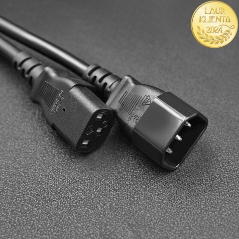 Qoltec Kabel przedłużający zasilający IEC C13/C14 | 3x1.00mm² | 3m