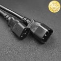 Qoltec Kabel przedłużający zasilający IEC C13/C14 | 3x1.0mm² | 1.8m
