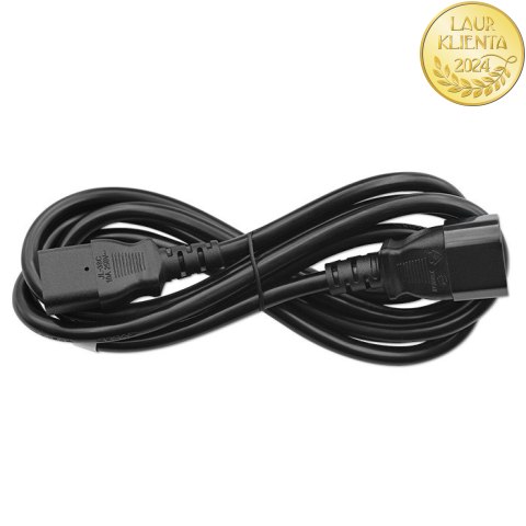 Qoltec Kabel przedłużający zasilający IEC C13/C14 | 3x1.0mm² | 1.8m