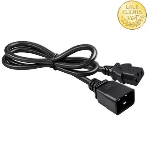 Qoltec Kabel przedłużający zasilający IEC C20/C13 | 3x1.5mm² | 1.2m