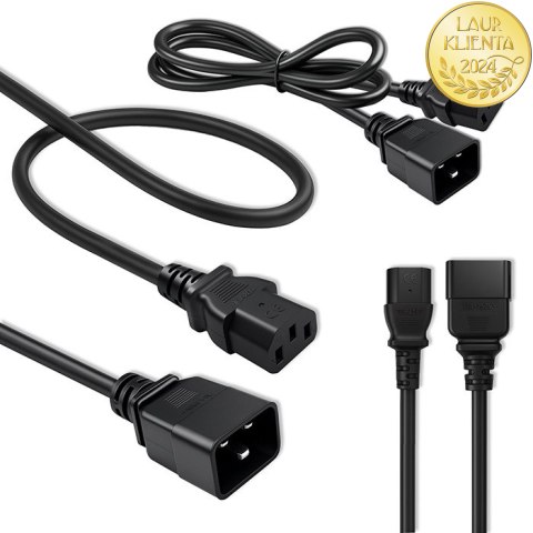Qoltec Kabel przedłużający zasilający IEC C20/C13 | 3x1.5mm² | 1.2m