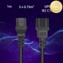 Qoltec Kabel zasilający do UPS | IEC C13/C14 | 3x0.75mm² | 1m