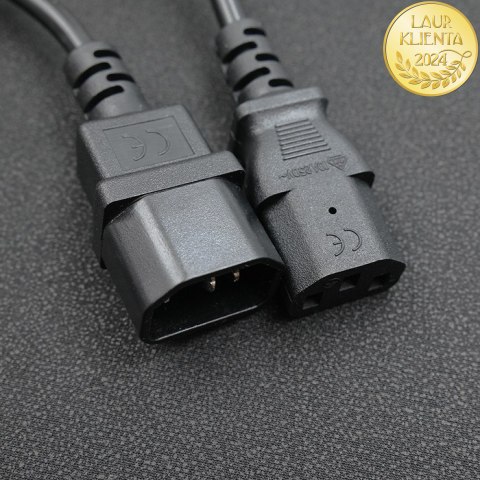 Qoltec Kabel zasilający do UPS | IEC C13/C14 | 3x0.75mm² | 1m