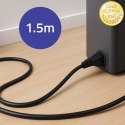Qoltec Kabel zasilający kątowy SCHUKO | IEC C5 | Koniczynka | 3x1.0mm² | 1.5m