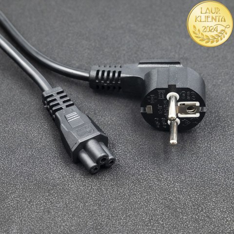 Qoltec Kabel zasilający kątowy SCHUKO | IEC C5 | Koniczynka | 3x1.0mm² | 1.5m
