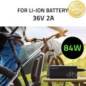 Qoltec Ładowarka do roweru, skutera elektrycznego 36V | 42V | 2A | 5.5*2.5 | +kabel zasilający
